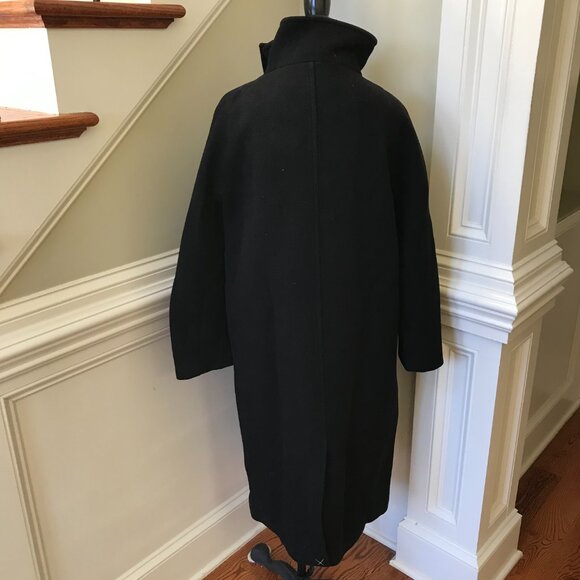 NWT JCREW Long Villa Cocoon Coat Womens 4 Black Italian Stadium Cloth Wool BV650 - Picture 11 of 12